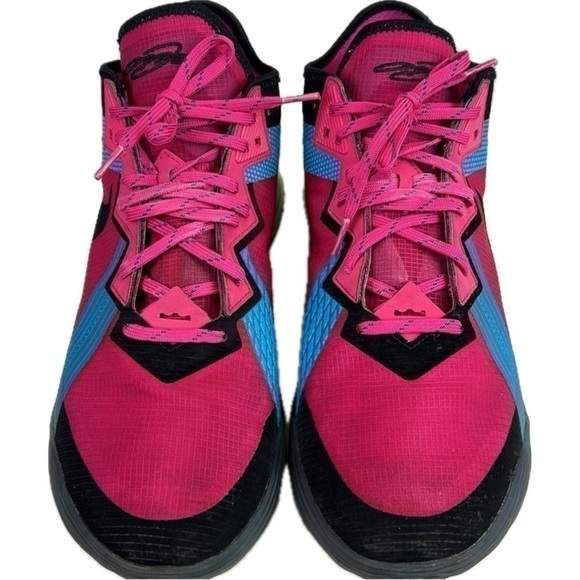 Nike LeBron 18 Low Fireberry Blue Fury Pure Platinum Black CV7562-600 - Picture 2 of 9
